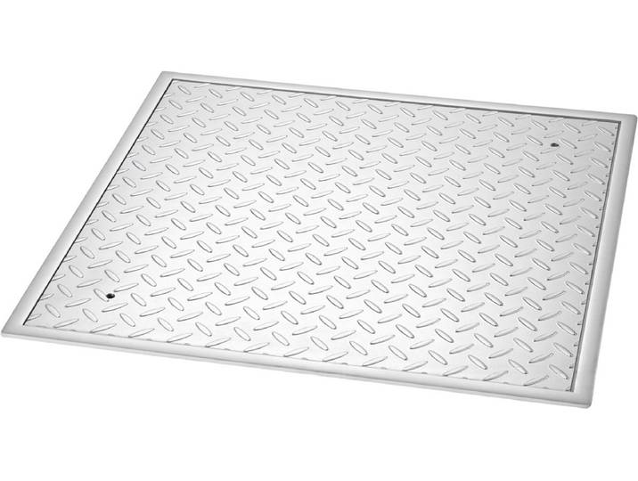 VEVOR putdeksel met frame 50 x 50 cm\, vierkant putdeksel\, septische tankdeksel\, zwaar uitgevoerde antislip gootdeksel van koolstofstaal voor afwateringskanalen\, voor looppaden\, tuinen en erven.