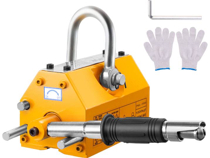 VEVOR Aimant de levage 1000kg Aimant de levage jaune Aimant de levage de grue N42