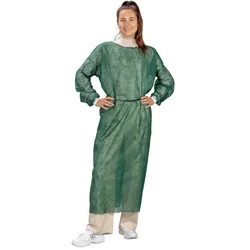 Medi-Inn PP-Besucherkittel mit Strickbündchen, dunkelgrün, 136 x 140 cm 10 x 10 = 100 Stück