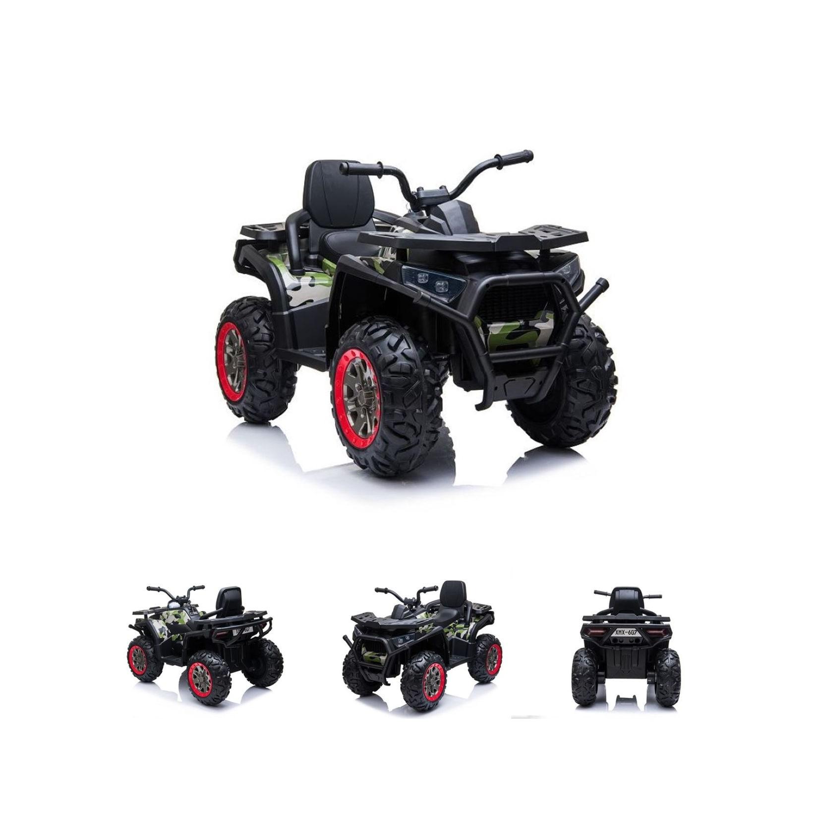 ES-Toys Elektro Kinderquad MP3, USB, Batterieanzeige, Stoßdämpfer, 2x12V Motoren dunkelgrün