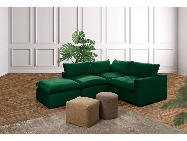 1-Sitzer Eckmodulsofa Nizza Grün/Grün Flachgewebe 102 x 102 x 84cm Ausrichtung links Modern