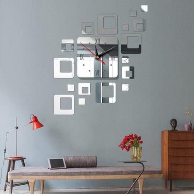 Inspired Deals Modern Acrylic Mirror Wall Clock DIY 3D Decorative Wall Sticker For Living Room & Office mirror Silver