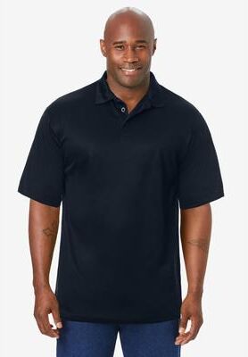 Men's Big & Tall No Sweat Polo by KingSize in Black Mesh (Size 6XL)