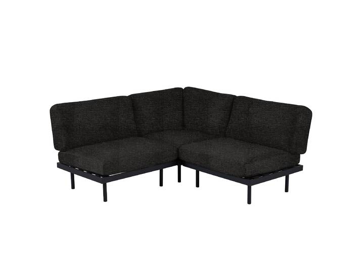 Outdoor-Ecksofa Modica Typ C 172 x 80 x 172cm Schwarz/Schwarz