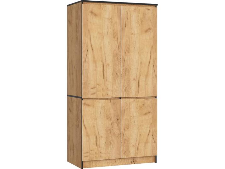Kleiderschrank AKORD S90 Eiche Craft 90 cm 4 Türen 4 Regalböden B90xH180xT51 cm