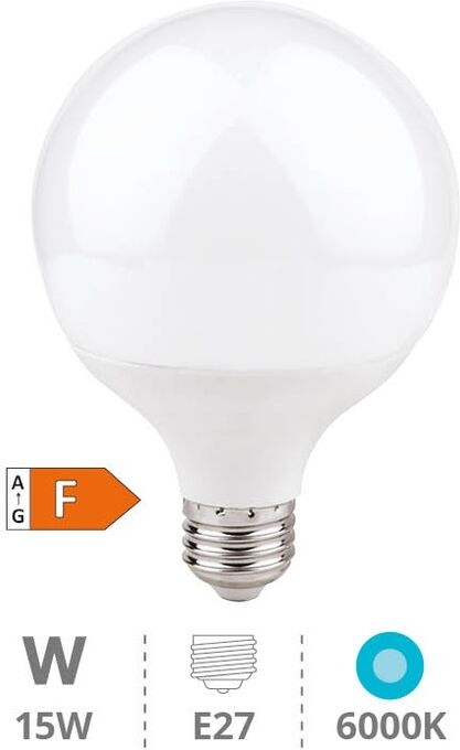 AIGOSTAR Lampada LED E27 C5 G95 220V 15W Branco F. 6000K 1500Lm