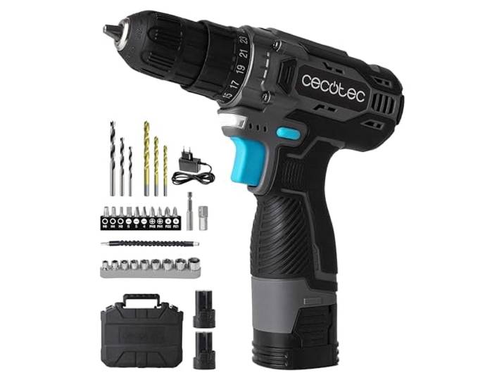 Cecotec Perceuse Visseuse à 2 Batteries 16V et 2000mAh PowerForce 1620 Easy Hand. 2 Niveaux de Vitesse jusqu'à 1500 tr/min\, Couple de Serrage de 38Nm Réglable en 25+1 Niveaux.