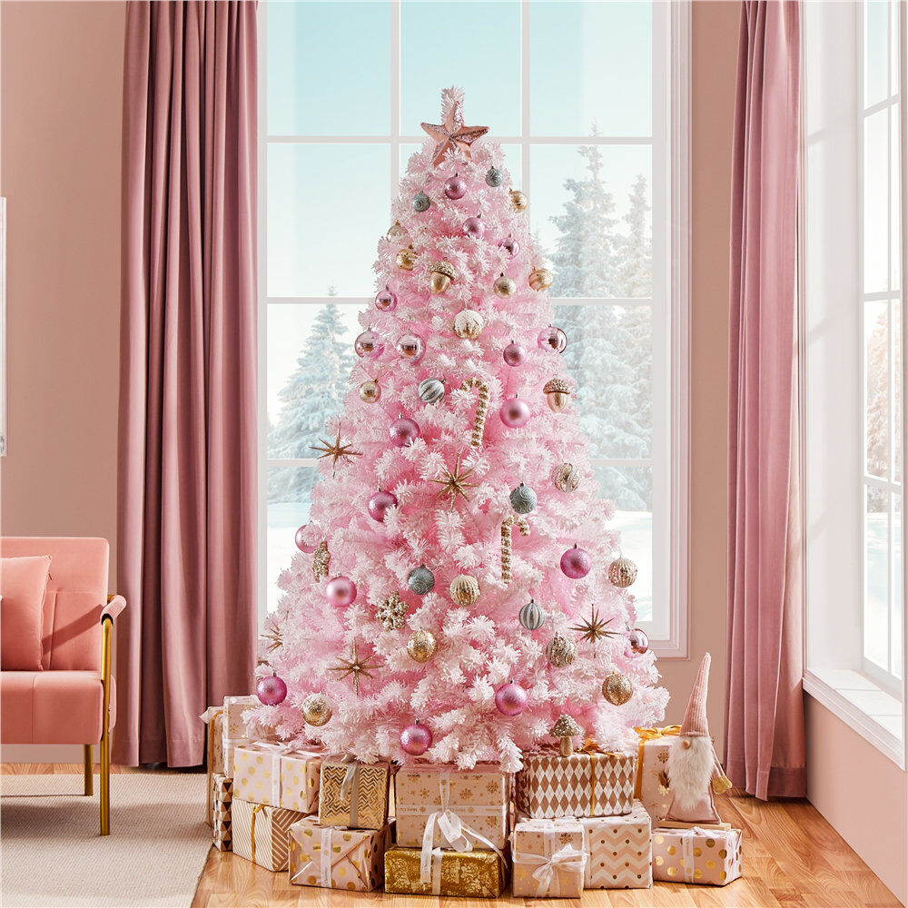 The Seasonal Aisle Artificial Fir Christmas Tree Pink 6 ft