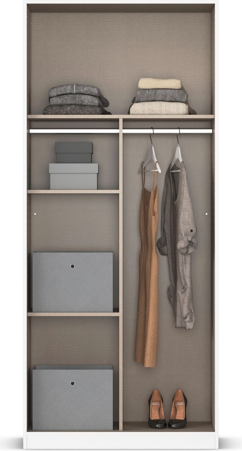 rauch "Reflect" mit Spiegelfront, inkl. praktischer Inneneinteilung und Stoffboxen-Set