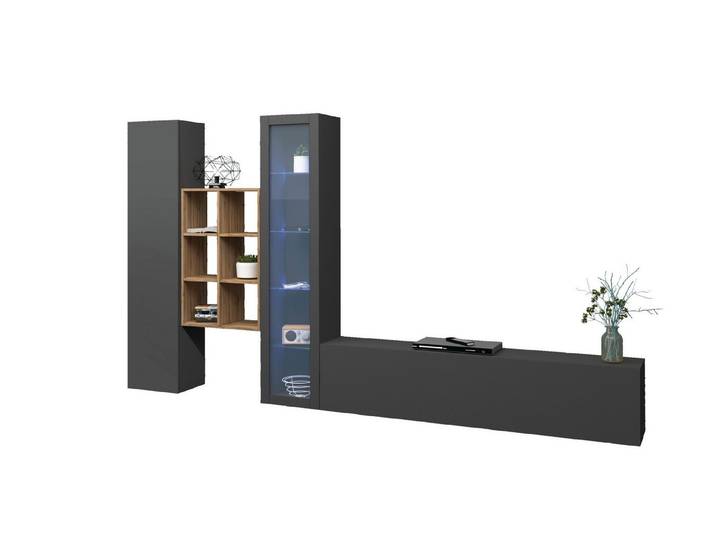 Web Furniture Wohnwand (4-teilig) in Anthrazit matt - 320x180x30 (BxHxT), (4-teilig)