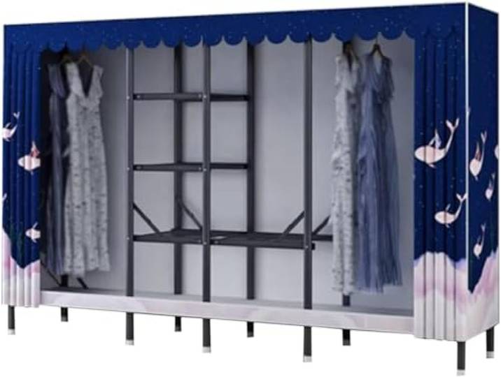 Tragbarer Stahlrahmen-Kleiderschrank, Schlafsaal, Schlafzimmer(C,190cm)