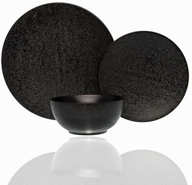 Red Vanilla Matrix Black Stoneware 18-piece Dinner Set