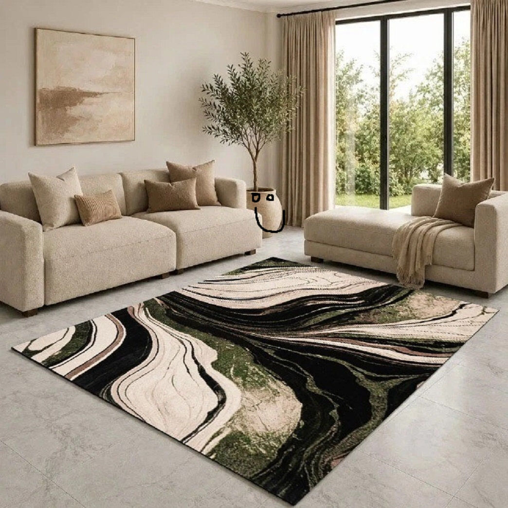 Brayden Studio Abstract Flokati Area Rug Green Rectangle 200 x 290 cm