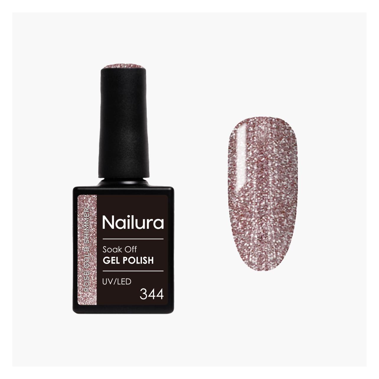 Nailura - Gel Polish 344 - Rose Gold Shimmer - 10 ml (Rose Gold Shimmer, Roségold-Schimmer, Gel-Effekt Nagellack) (70363)