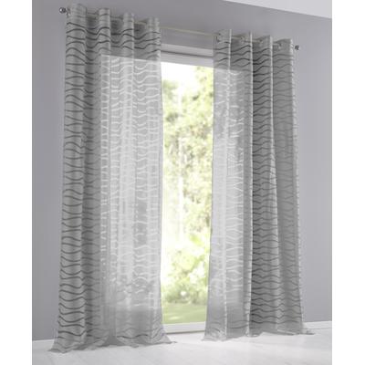 Vorhang KUTTI "Enya" Gr. 1, grau, B:135cm H:145cm, Baumwolle, Polyester, Gardinen, Ausbrenner, modernes Design