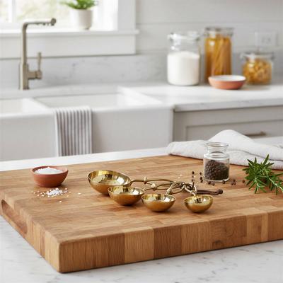 Storied Home Hammered Stainless Steel Scoops with Leather Tie (Set of 4 Sizes)