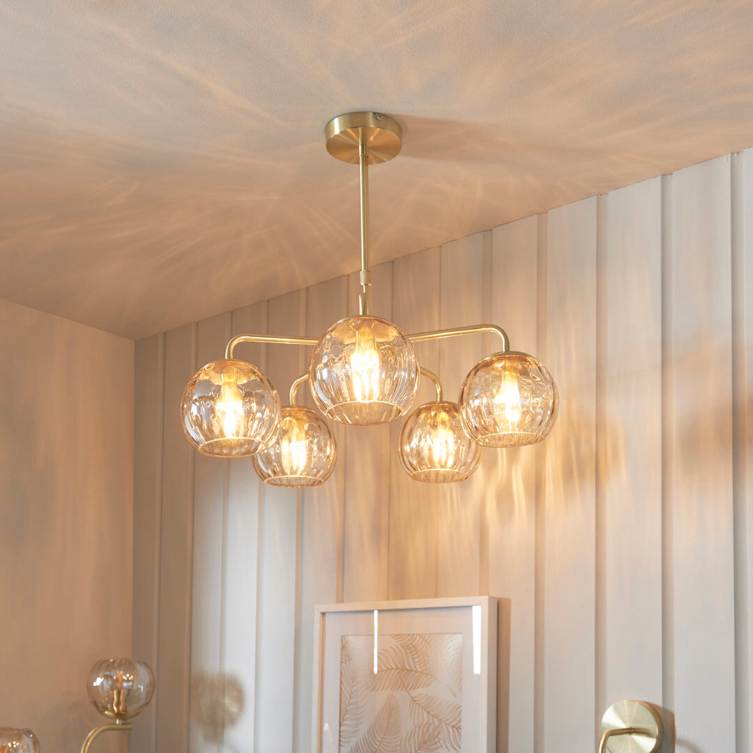 Corrigan Studio Litchford 5 - Light Chandelier Satin Brushed Gold 46.5cm H X 59cm W X 59cm D
