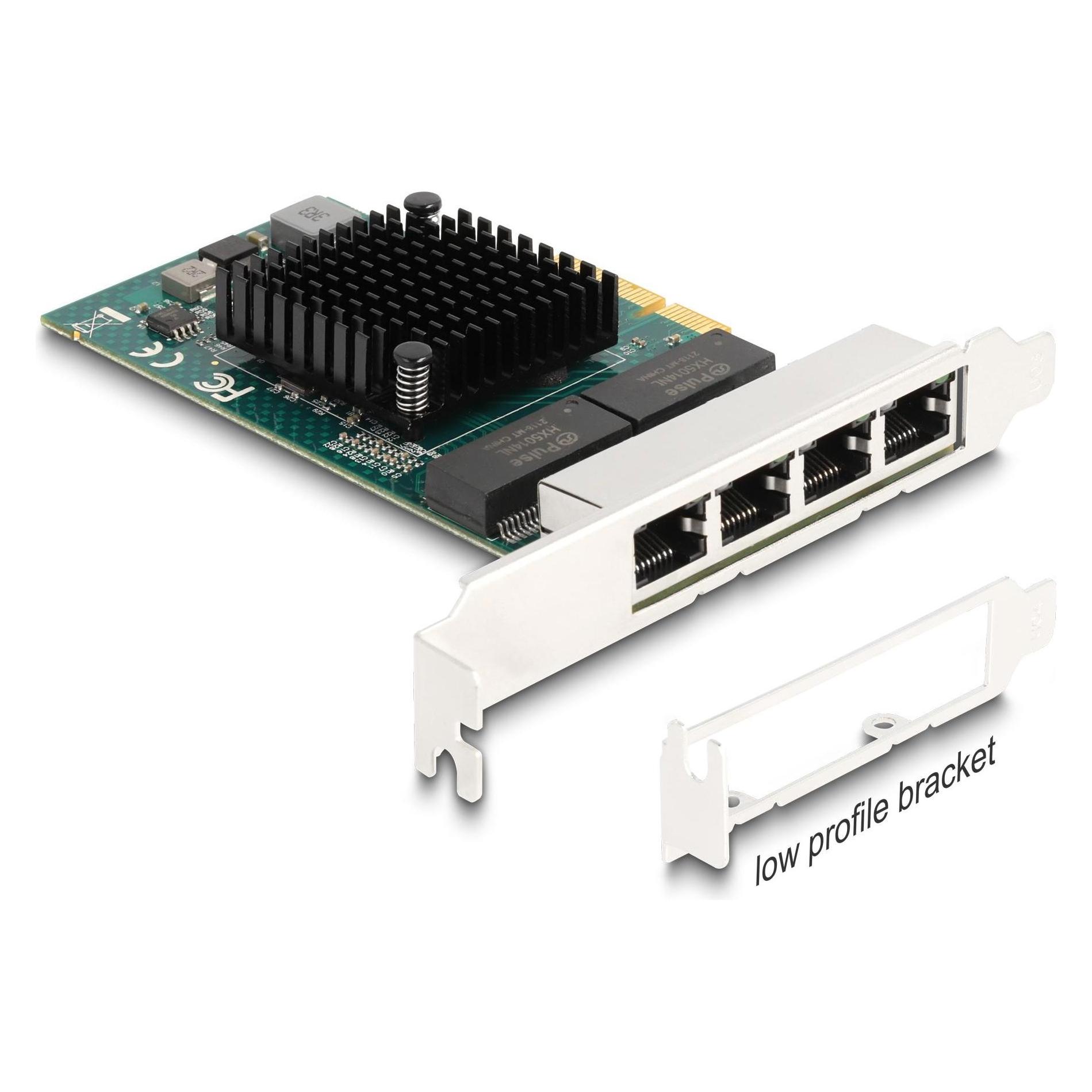 Delock PCI Express x4 Karte zu 4 x RJ45 Gigabit LAN BCM (Mini PCI Express, PCI-E x4) (88208)