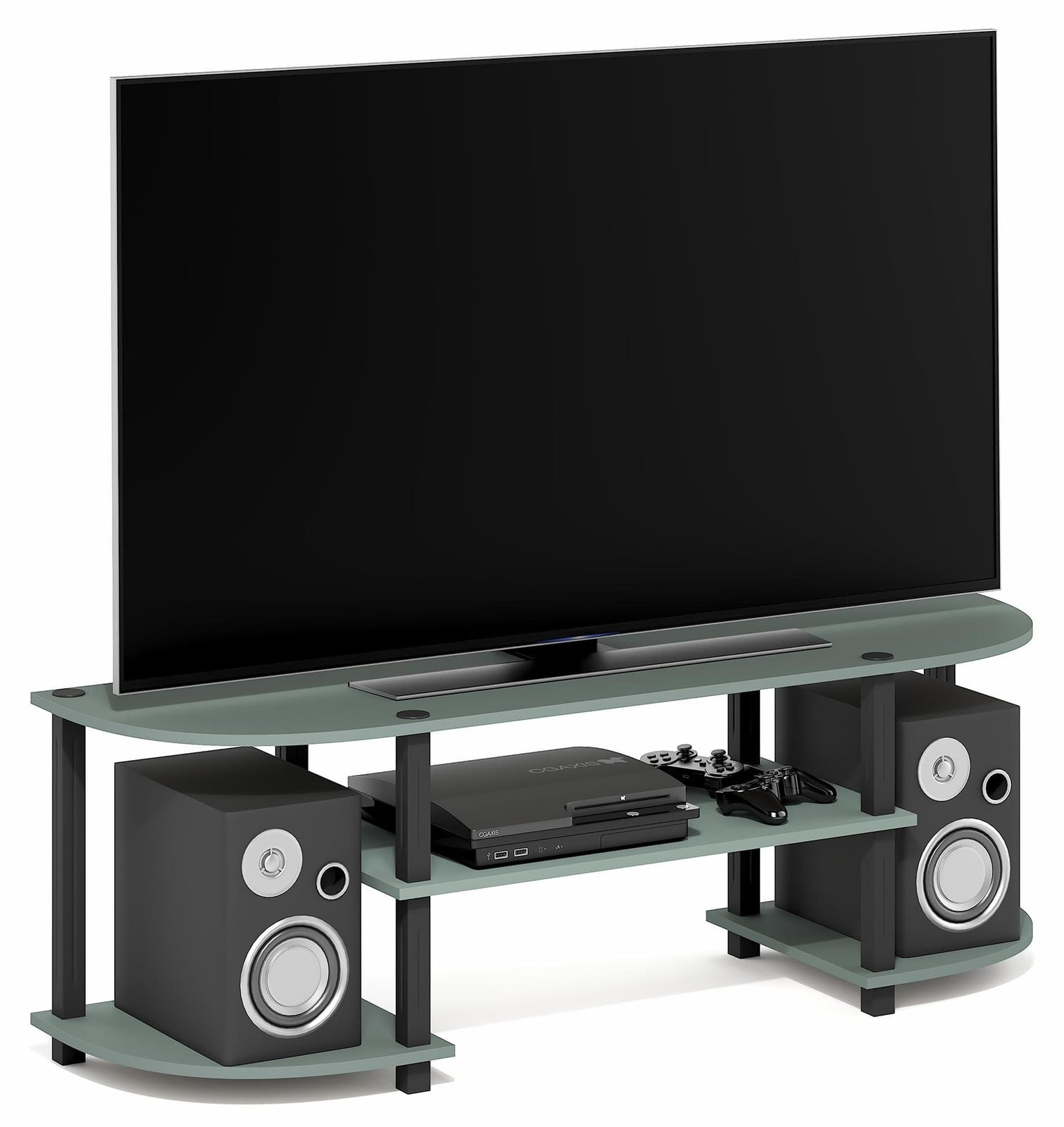 Furinno Turn-S-Tube TV-standaard voor televisies tot 55 inch, saliegroen