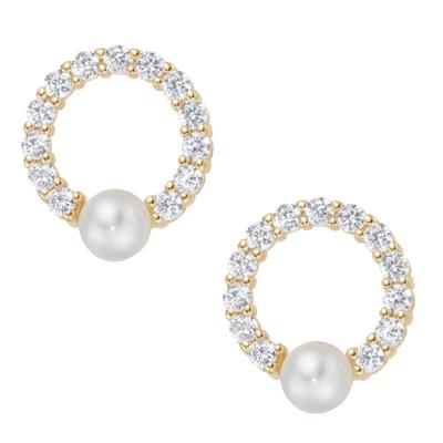 Paar Ohrstecker FIRETTI "Schmuck Geschenk Silber 925 Ohrschmuck Ohrringe Kreis rund", gold (gelbgoldfarben, kristallweiß, weiß, kristallweiß), Ohrringe, Damen, 13mm, Perlen Silber 925 (Sterlingsilber), Perlen, Silber 925 (Sterlingsilber), mit...