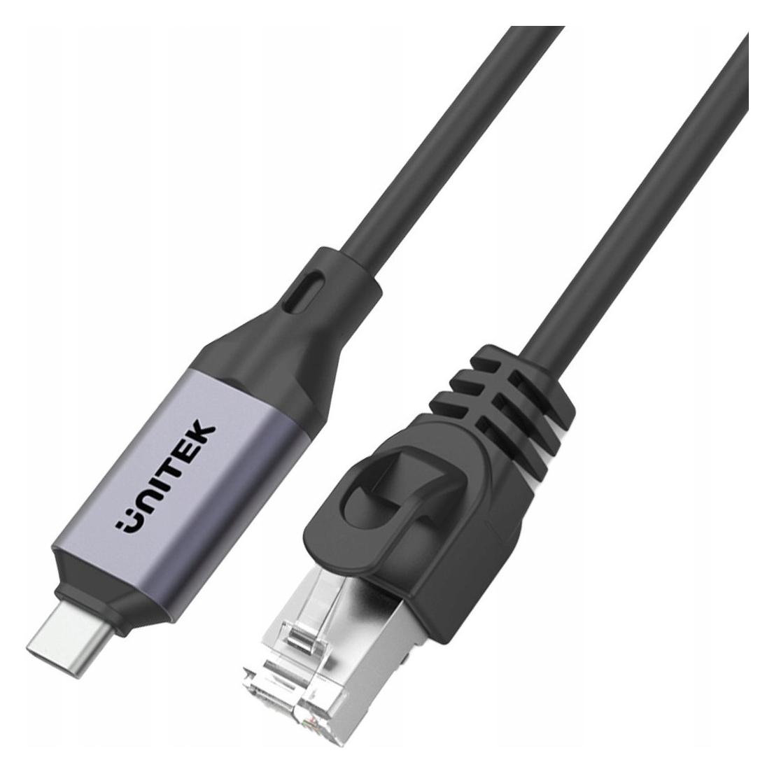 Unitek Kabel USB USB-C - RJ-45 2 m Czarno-srebrny (C18148AGY01-2M) (2 m) (C18148AGY01-2M)