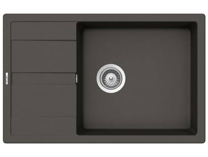 SCHOCK Küchenspüle Manhattan D-100LS in Asphalt I Granitspüle mit Abtropffläche I Einbauspüle für 60 cm Unterschrank I robuste kratzfeste Cristalite Plus Spüle I Spüle mit Excenterbedienung