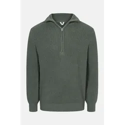 MELA Rippstrick Troyer UDAI Pullover Grün Melange Oliv Meliert Baumwolle
