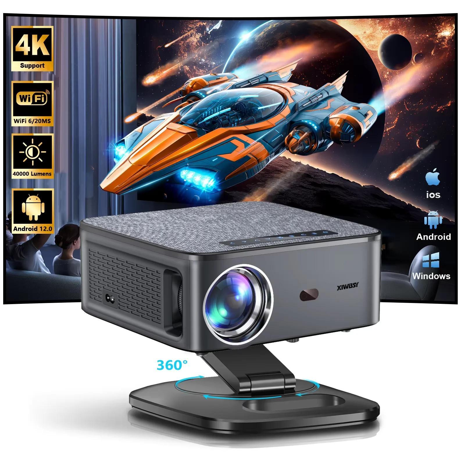 2025 T08 Beamer - LED Android 12 Smart-Projektor - Full HD 1080p - 40000 Lumen 2000 ANSI - 4K 8K-Decoding - Autofokus & Auto-Keystone - 64 GB