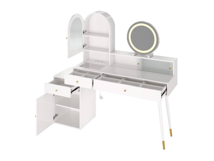 Coiffeuse avec miroir led blanche