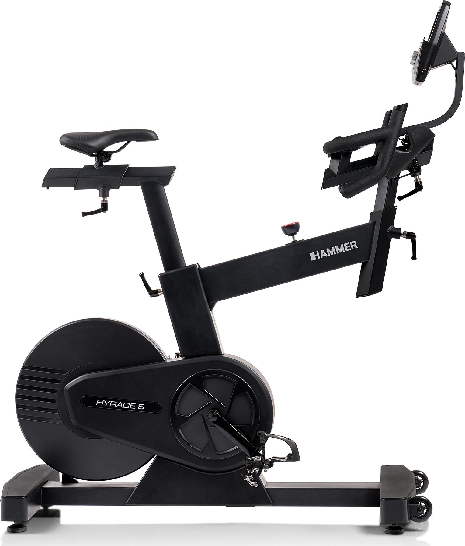 HAMMER Speedbike HyRace S - Heimtrainer, 20 kg Schwungmasse, Tablethalterung, Bluetooth, kompatibel mit Kinomap & Zwift, Fitnessbike in Studioqualität