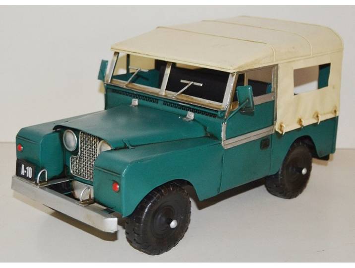 JS GartenDeko Modellauto Blechauto Modellauto Oldtimer Automarke Jeep Safari Land Rover L 36 cm
