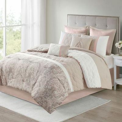 Jla Home/Bed Lark Comforter Bed Set Pale Blush, King, Pale Blush