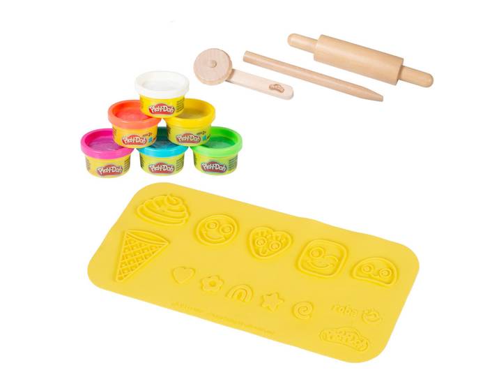 Roba Spielset Knete roba x Play-Doh Klein, Mehrfarbig, Kunststoff, Holz, 30x14.5x1 cm, Dekoration, Malbedarf & Bastelbedarf