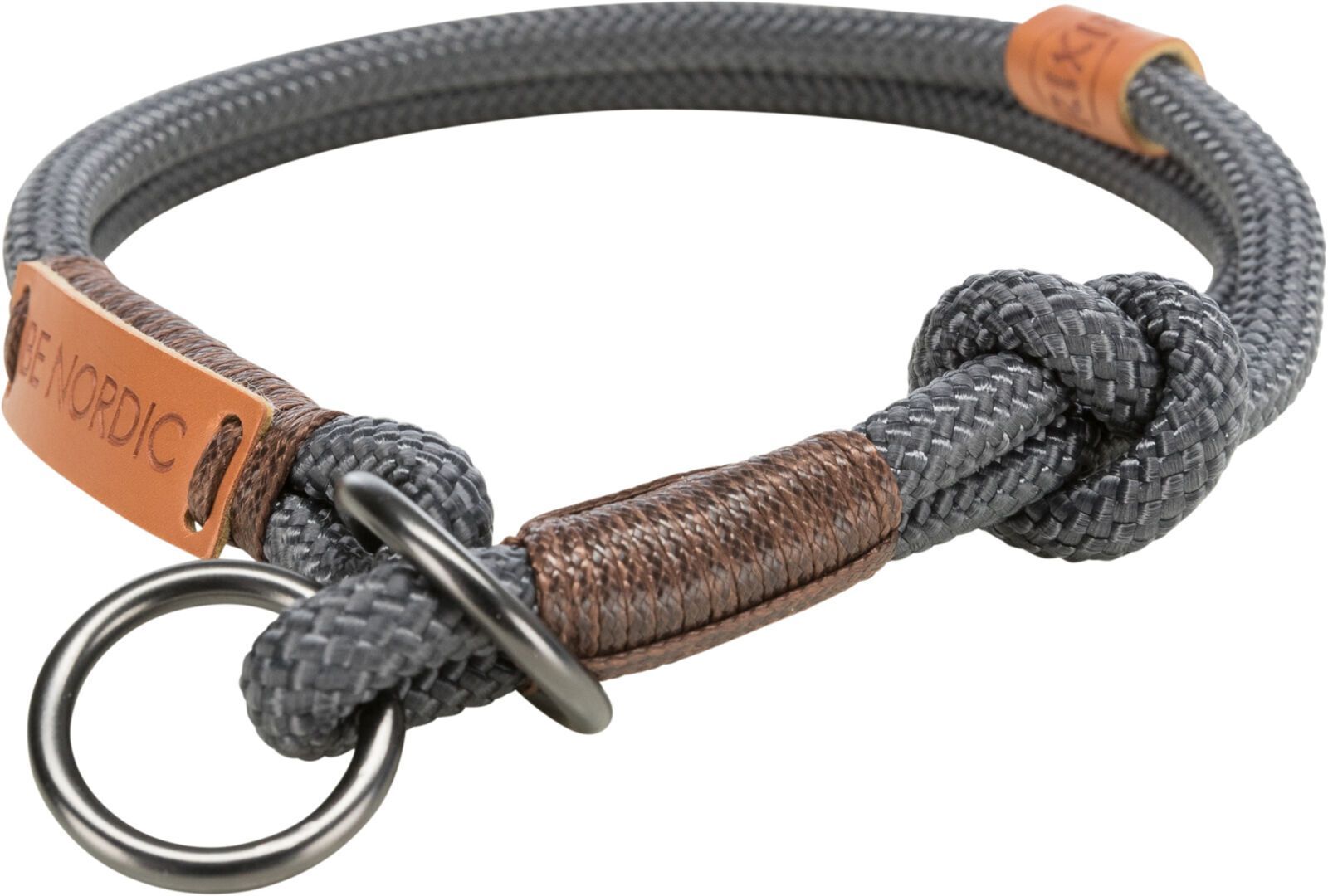 TRIXIE BE NORDIC Zug-Stopp-Halsband, S: 35 cm / Ø 6 mm, dunkelgrau / braun