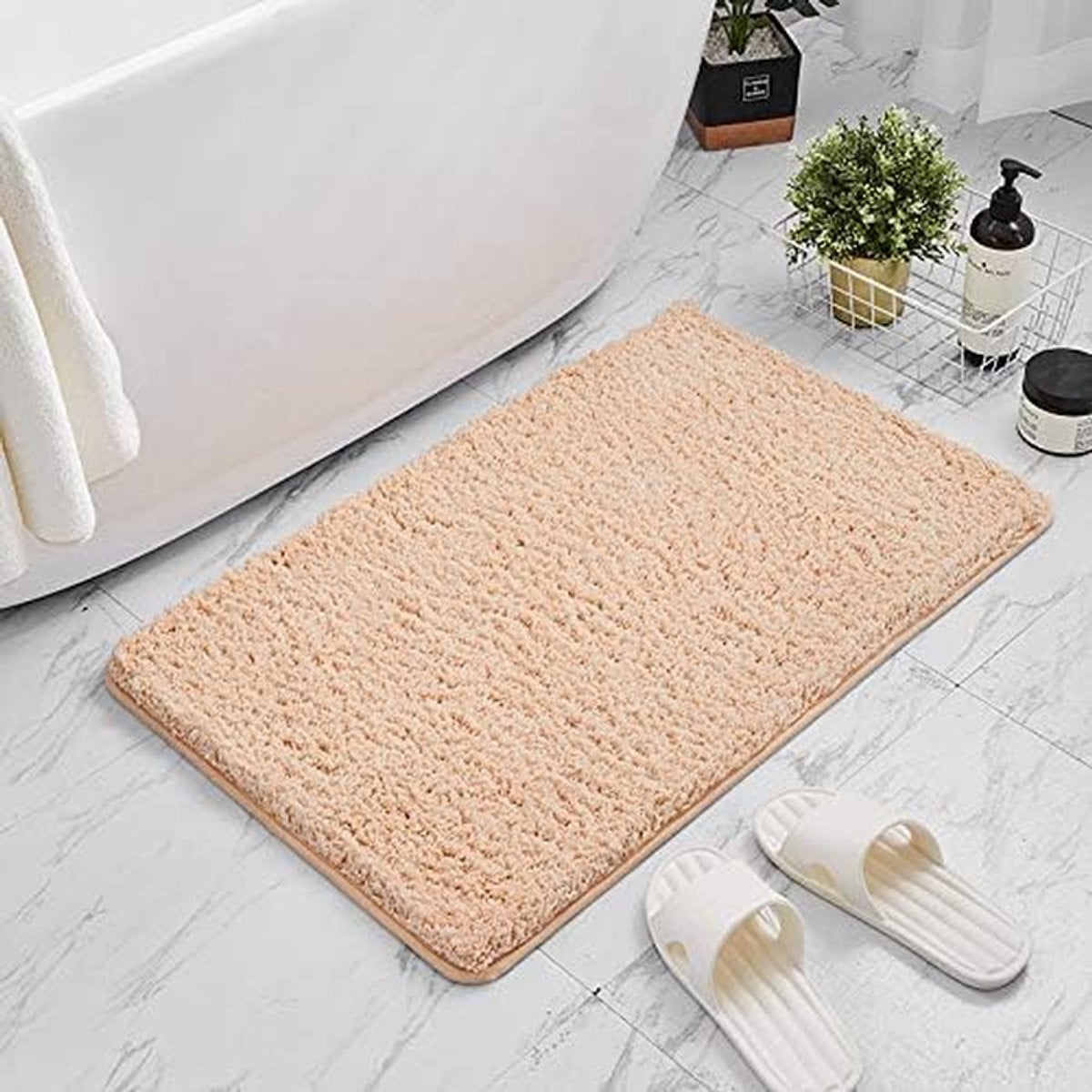 Zacht badkamermat beige - Vloerkleed met hoge waterabsorptie - 50 x 80 cm