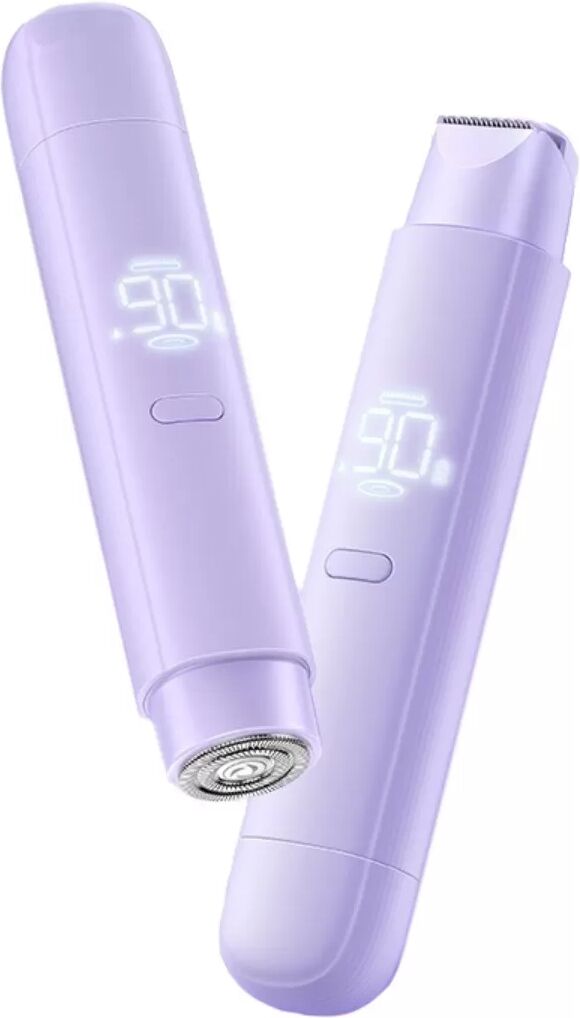 INF Elektrischer Doppelkopf Nass- und Trocken-Rasierer mit LED-Anzeige, IPX6 wasserdicht, USB-C, verstellbar 0.3~6mm Violett