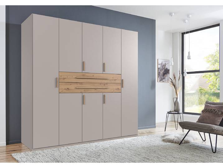 Drehtürenschrank Digit Typ A 225cm Holz/Grau/Beige/Kaschmir/Eiche Artisan Dekor