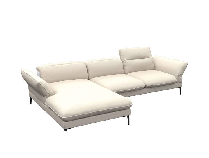Ecksofa FLEXLUX Salino, Funktionssofa mit Recamiere, Relaxsofa, Ecksofa , weiß (warm weiß), B:307cm H:88cm T:182cm, Sofas, Ecksofa, Sofa mit Arm- und Kopfteil-Verstellungen, Kaltschaum & Stahl-Wellen