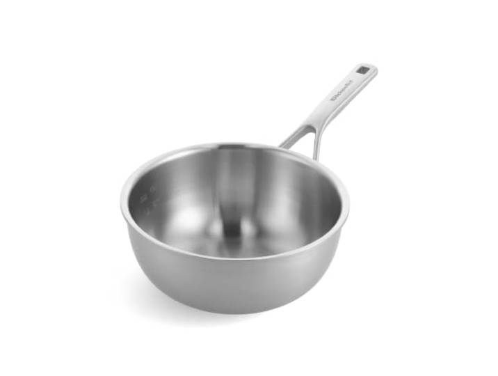KitchenAid MultiPly 3PLY Stainless Steel PFAS-freie Kochpfanne, 20 cm/2,36 L, Dreifach, Multiclad, Induktion, Backofenfest bis 220°C, Spülmaschinenfest, Silber
