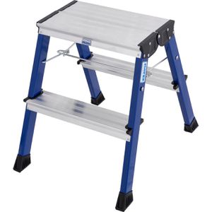 Krause Klapptritt Rolly, 130082, blau, aus Aluminium, fahrbar, beidseitig begehbar, mit 2 x 2 Stufen