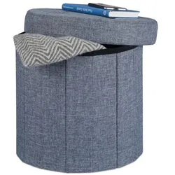 Relaxdays Sitzhocker mit Stauraum Größe M rund Anthrazit