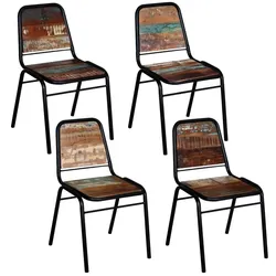 Décoshop26 - Set aus 4 Küchen-/Esszimmerstühlen im Industriestil aus massivem Altholz CDS021331