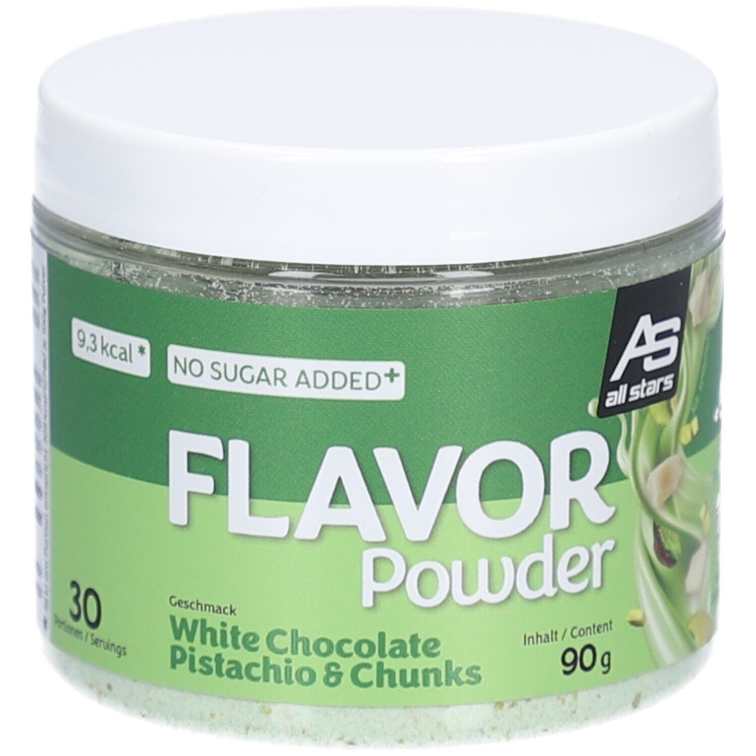 Flavor Powder White Chocolate Pistachio & Chunks 90 g Dose Pulver