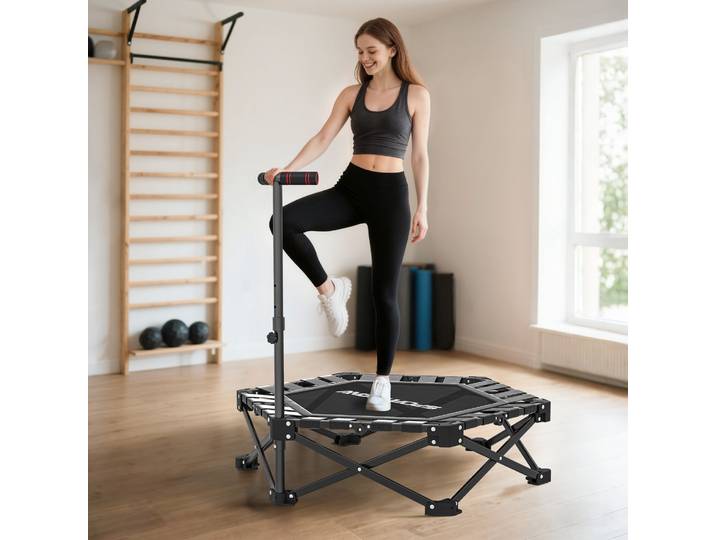 SPORTNOW Trampoline Fitness Pliable 104cm Barre Réglable Métal Renforcé