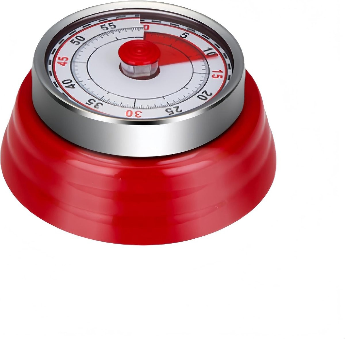 Countdown Klok met Analoge Tijdsaanduiding, Visuele Timer en Mechanische Keukenwekker in Rood
