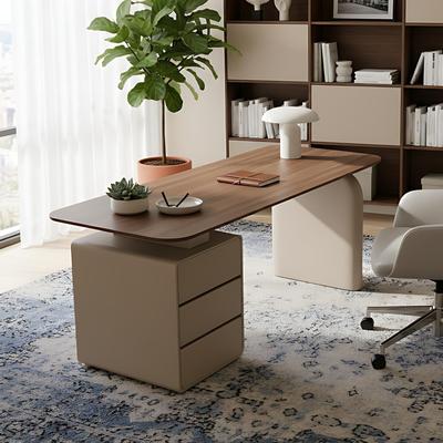 Funxibio Walnut 3-Drawer Writing Desk With Storage For Office And Home Office