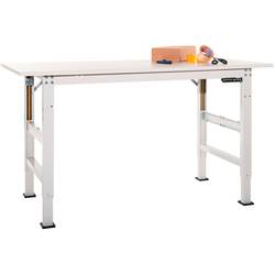 Manuflex AS0034.9006 Packtisch PACKPOOL Ergo E mit Melaminplatte, BxTxH = 2000 x 800 x 722-1002 mm Alusilber