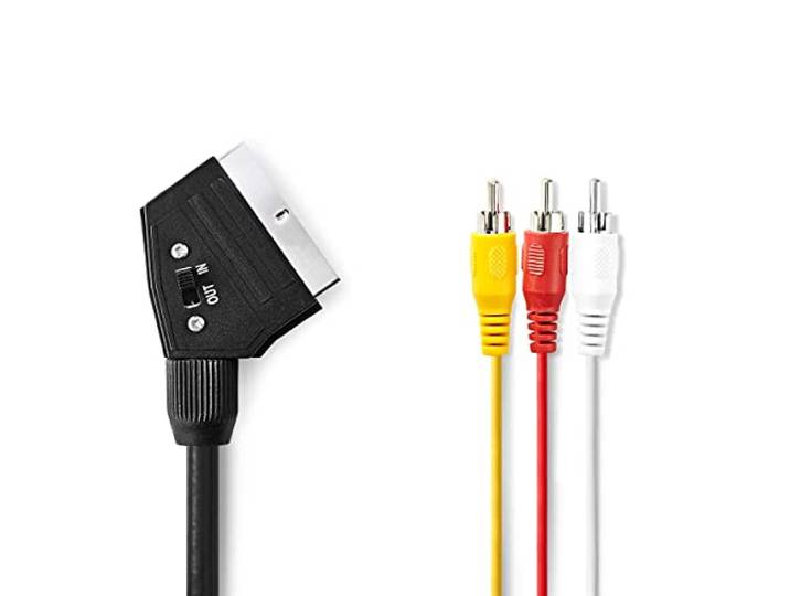 Scart (m) - Composiet 3RCA (m) kabel / zwart - 1 meter