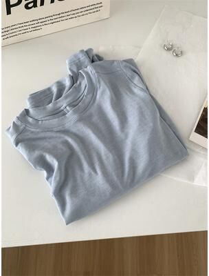 Multisell Products Hub Thin Soft Waxy Fit Splice Long Sleeve T shirt Women, Solid Color Backing Top blue m