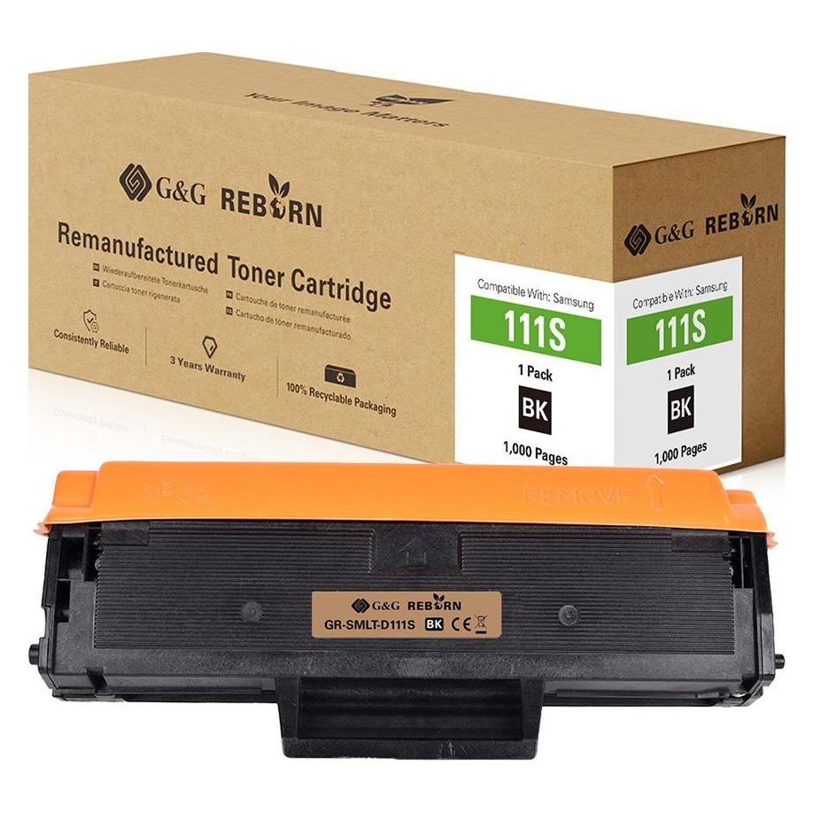 G&G Toner ersetzt Samsung MLT-D111S, SU810A Kompatibel Schwarz 1000 Seiten Rebo (BK) (21324)